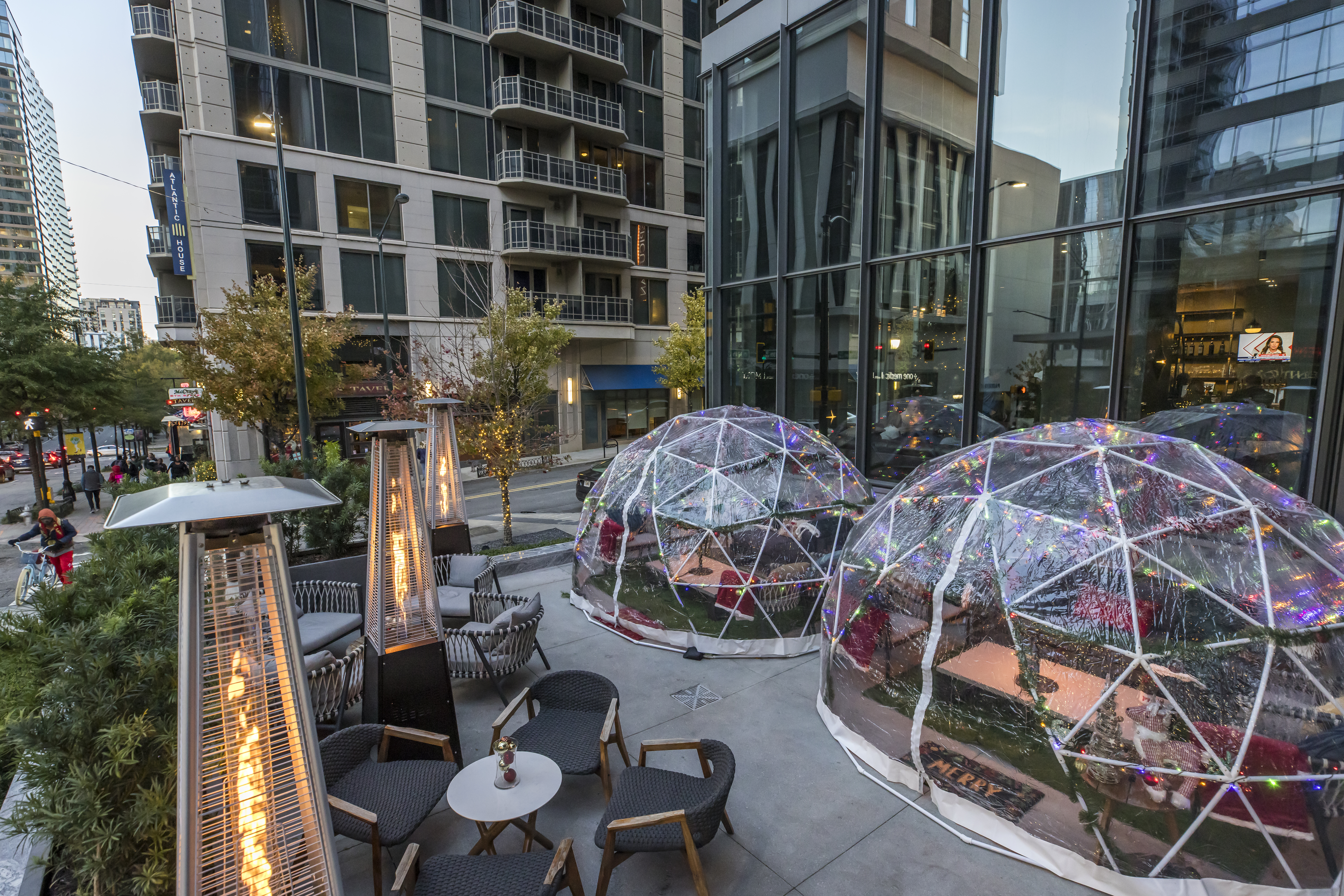 Epicurean Igloo and cocktails an image of a pop up igloo at a downtown hotel