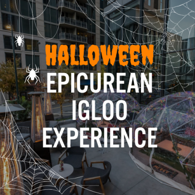 Epicurean Halloween Igloo Experience an image of a pop up igloo at a downtown hotel